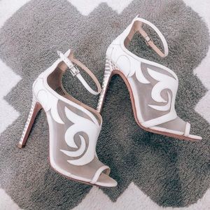Brian Atwood Heels Ivory Mesh Design